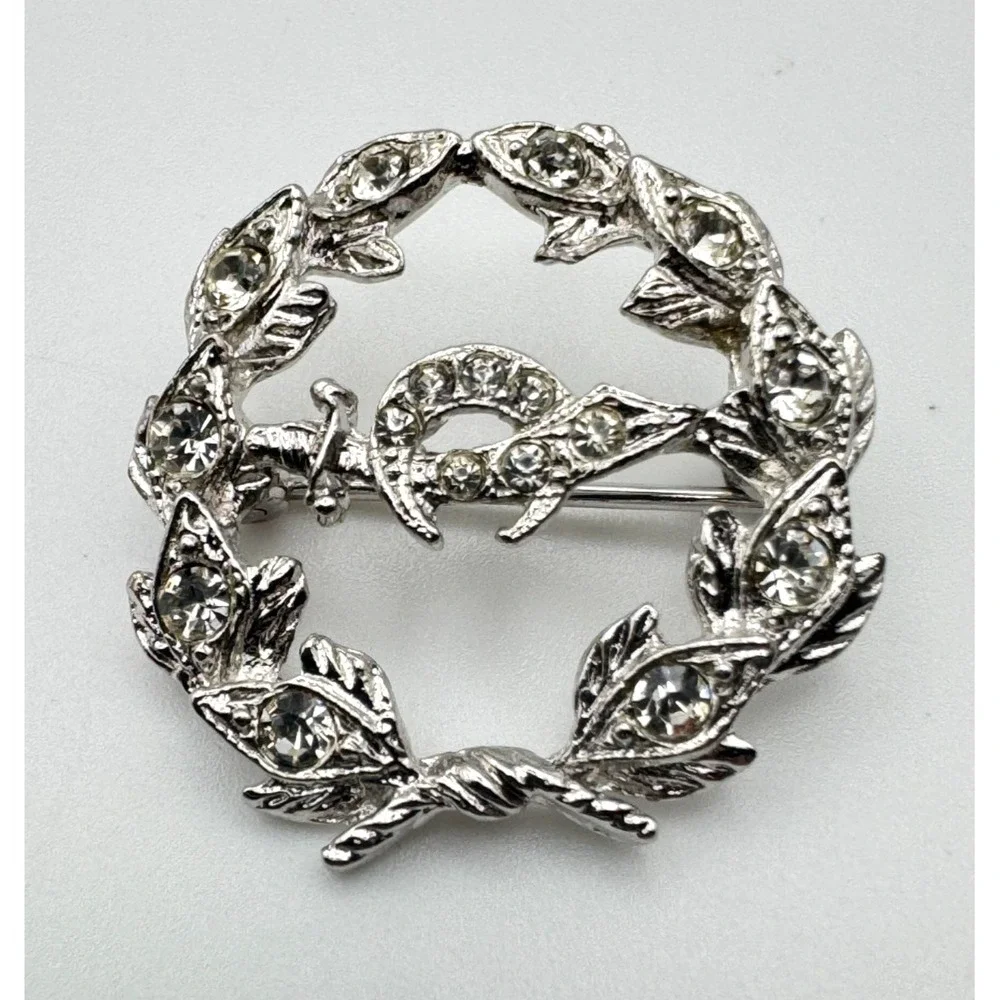 Vintage ORA Shriners Brooch Masonic Wreath Rhinestone Sword Crescent Pin